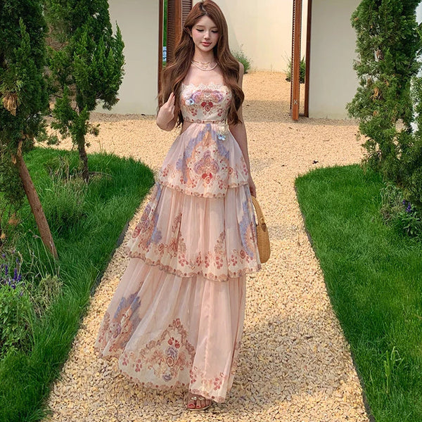 Cat Flower Boho Princess Summer Dress