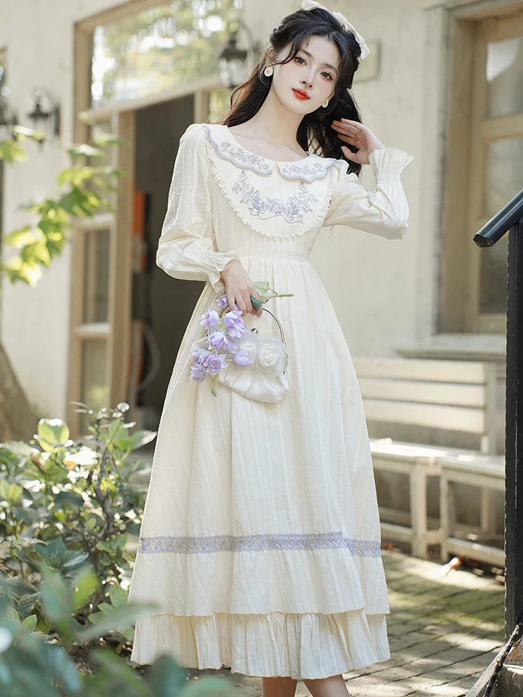 Alison Cotton Cottagecore Dress with Embroidery