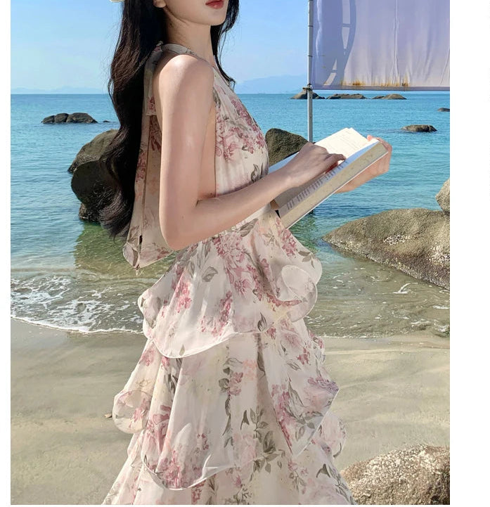 Honey Beam Flared Ruffle Spring Coquette Dress