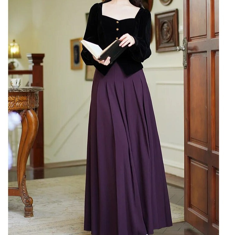 Levia Dark Academia Vintage Dress Set