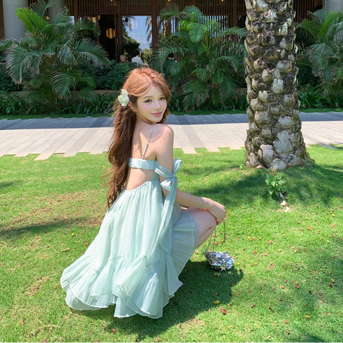 Mermaid Blue Coquette Babydoll Dress Fairycore Aesthetic