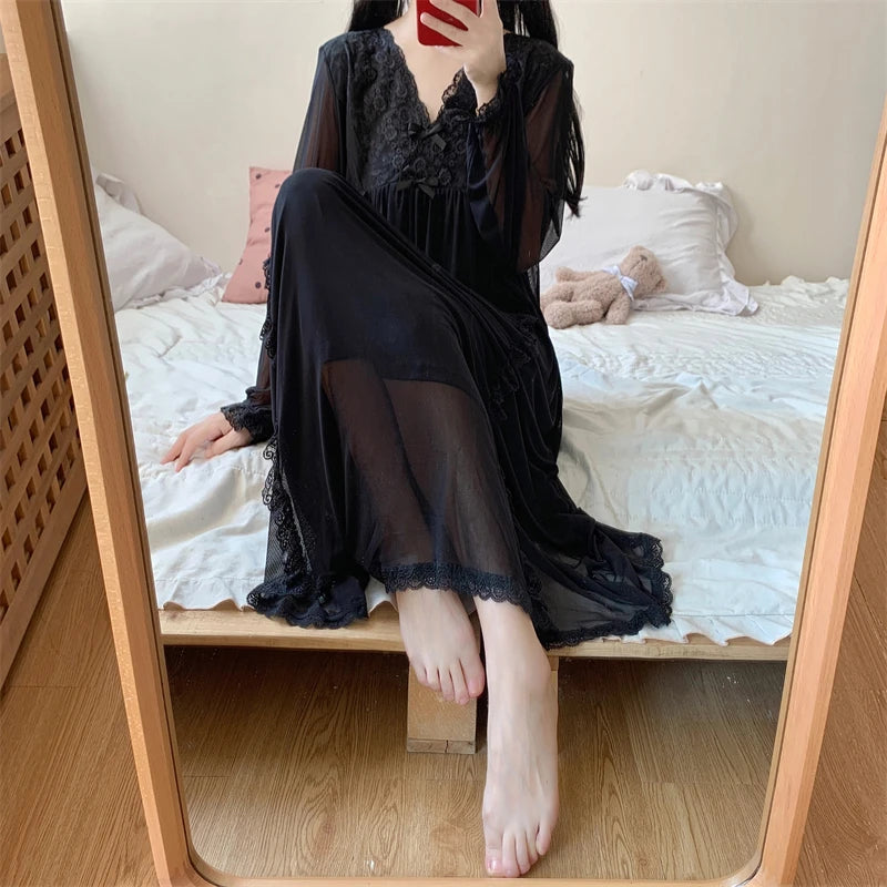 Night Blossom Dark Coquette Gothic Nightgown