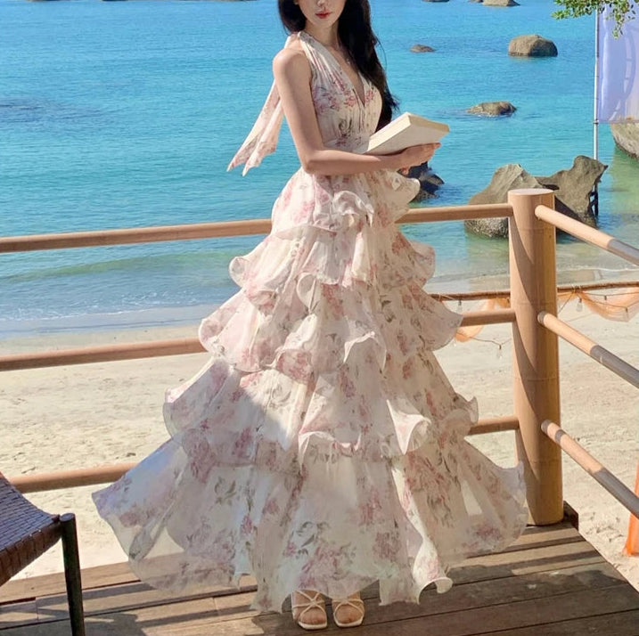 Honey Beam Flared Ruffle Spring Coquette Dress