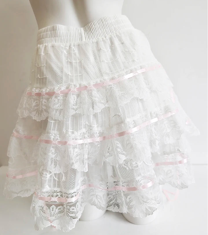 Lace Ribbon Coquette Skirt