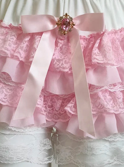 Pink Crystal Ruffle Coquette Style Bloomers