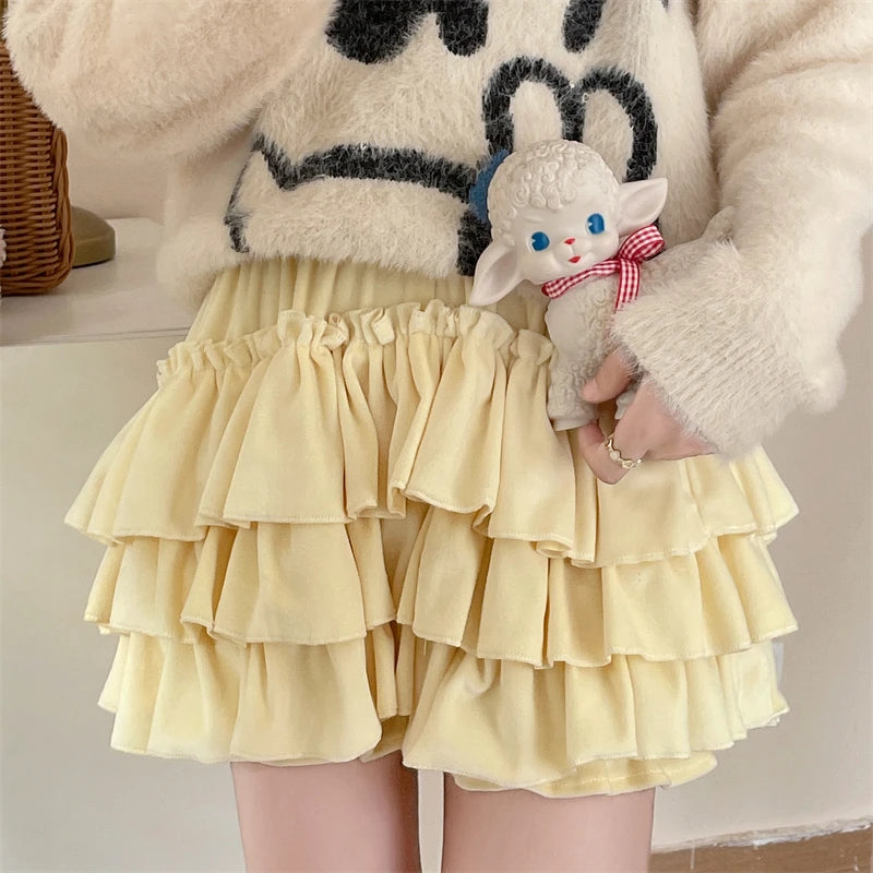Sunny Velvet Ruffle Shorts Kawaii J-Fashion & Japanese Streetwear