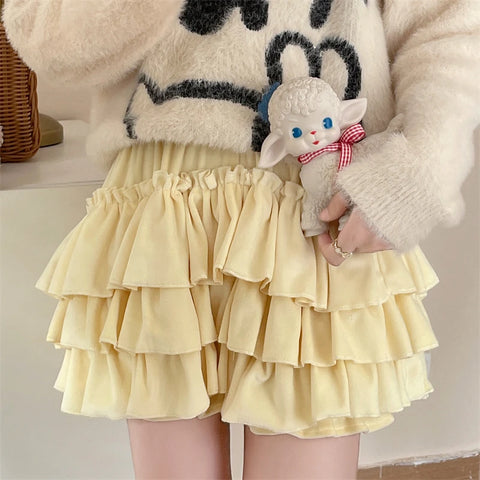 Sunny Velvet Ruffle Shorts Kawaii J-Fashion & Japanese Streetwear