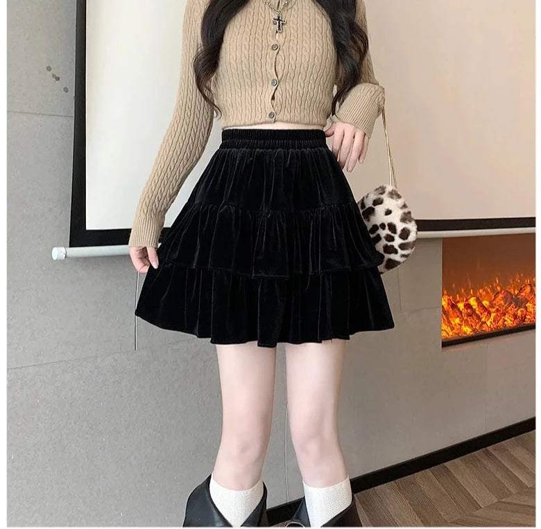 Black Velvet Micro Mini Skirt XS S M L Xl 2xl 3xl Stretch Circle