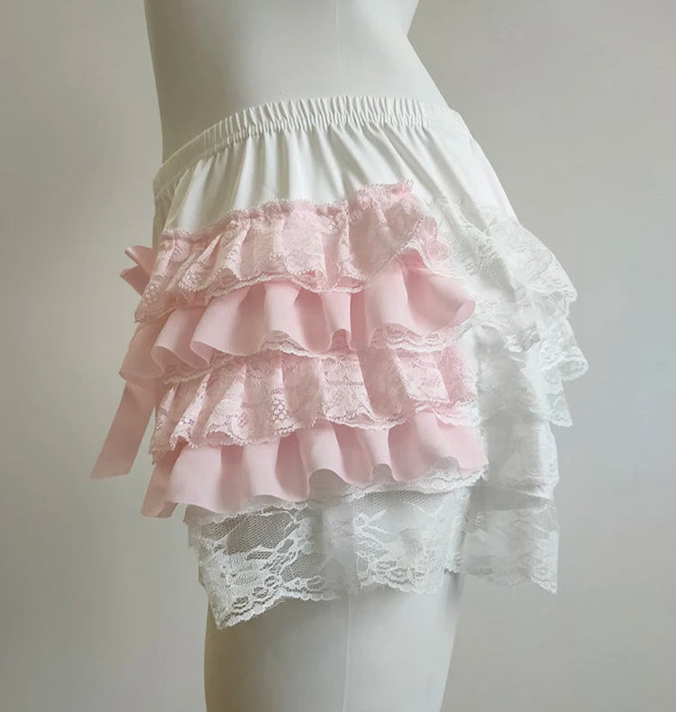 Pink Crystal Ruffle Coquette Style Bloomers