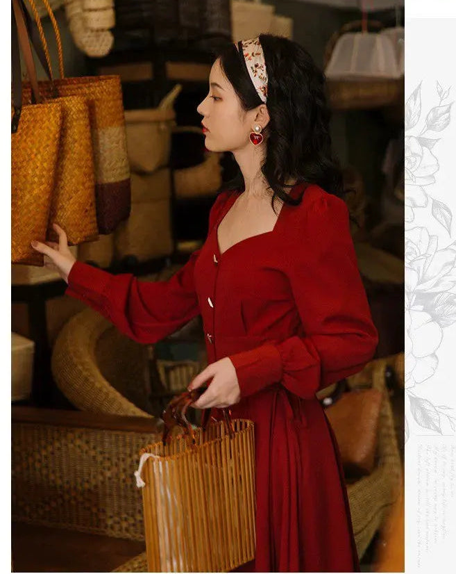 Crimson River Vintage Academia Dress