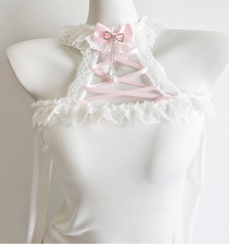 Milky Angel Romantic Princess Off-Shoulder Coquette Top