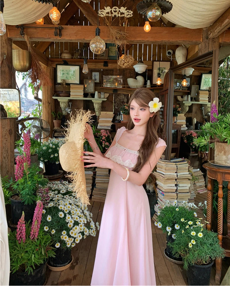 Pink Coquette Dress pink vintage dress romantic vintage coquette dress