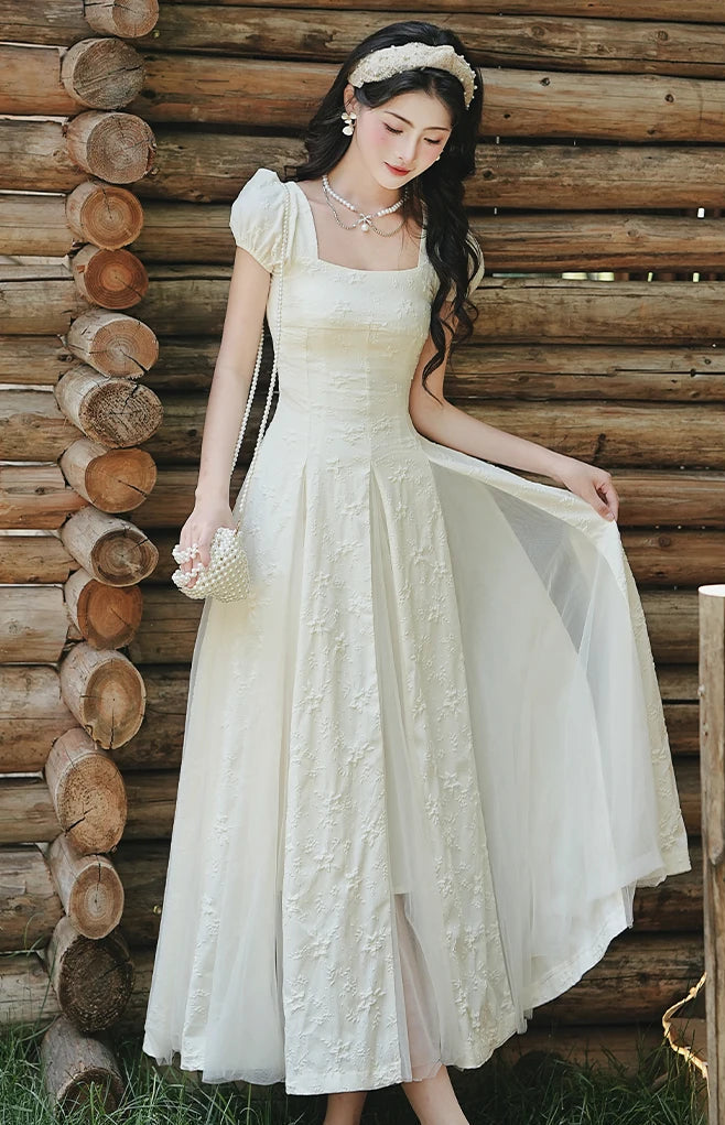 white Cottage Fairy Dress cottagecore dresses fairy princess dress