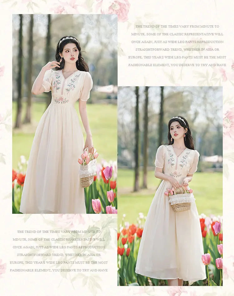 Cotton Tree Cottagecore Dress with Embroidery