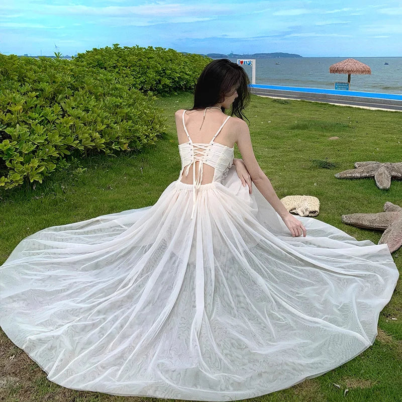 white coquette dress Coquette Fairycore Princess Dress Princesscore Aesthetic