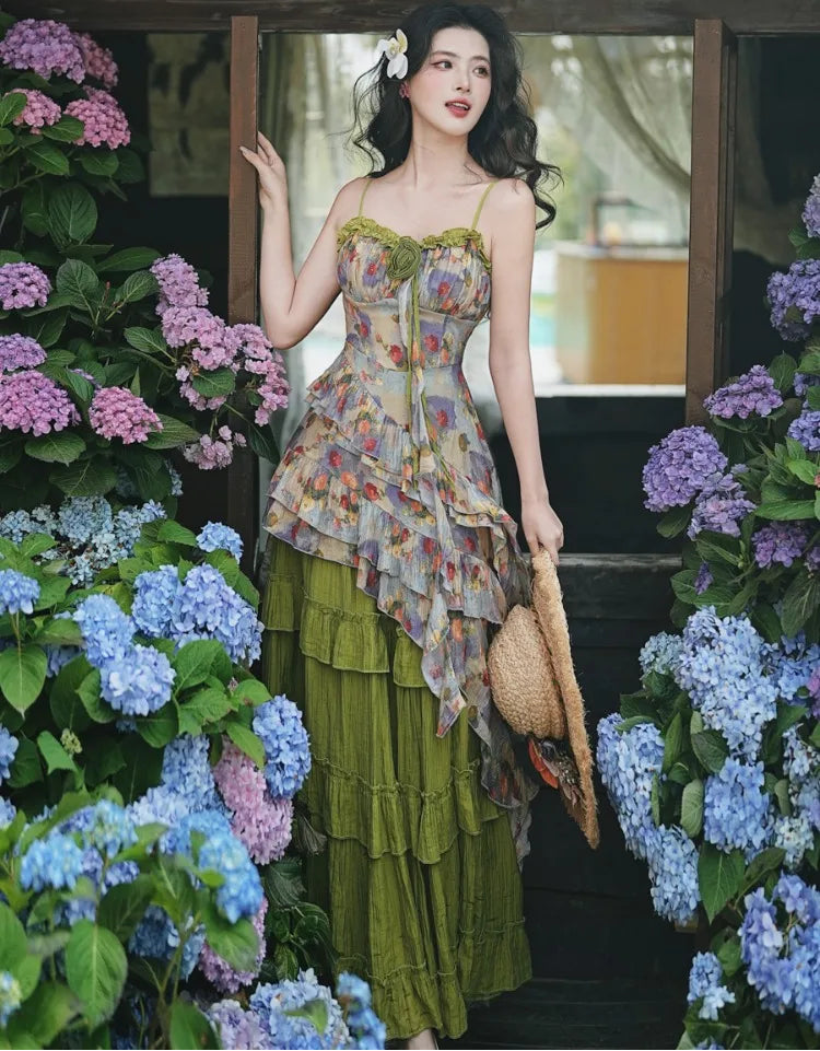 Enchanted Forest Nymph Set Green Witch Cottage Fairy Goblincore Outfit