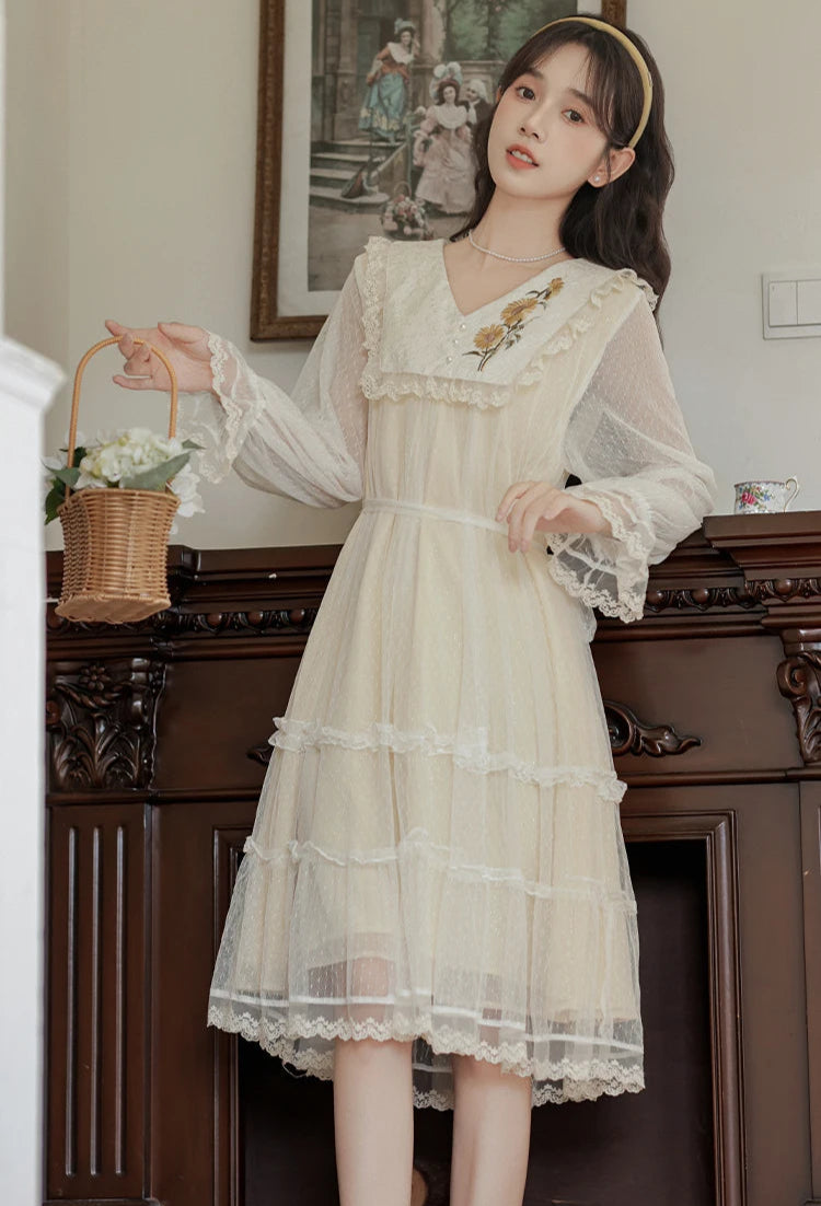 Vintage Spirit Lace Cottagecore Dress