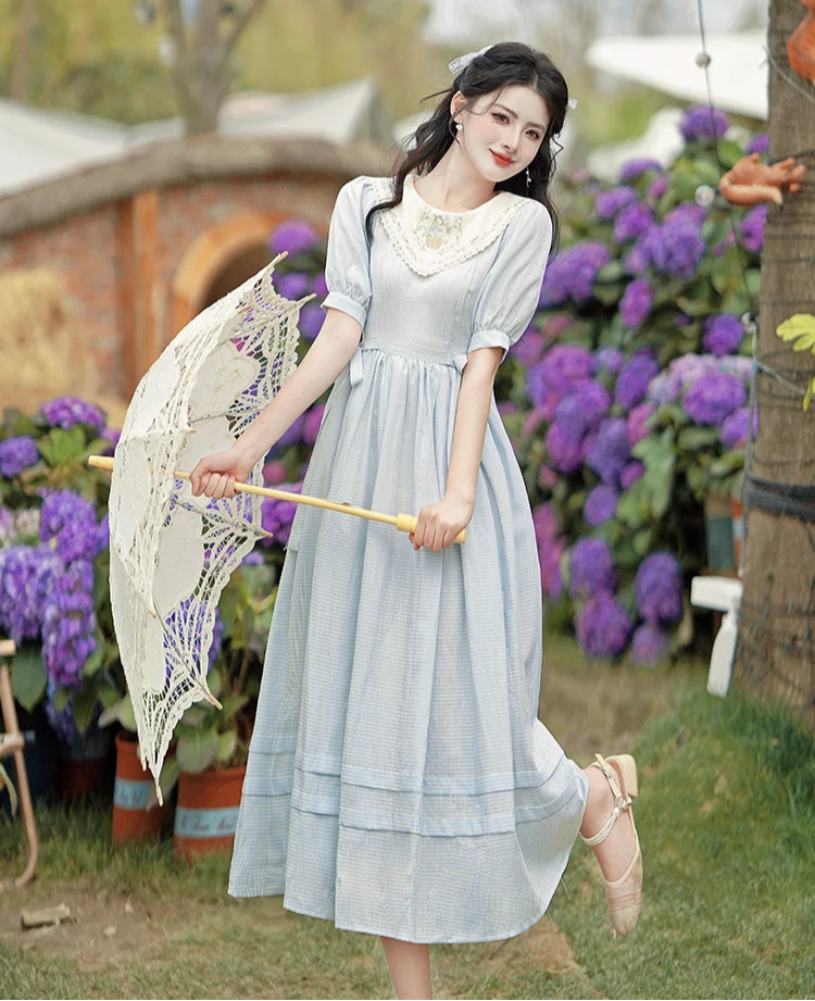 Light Blue Vintage Dress Cottagecore Dress Cottagecore Style Dresses Light Blue Vintage Dress Cottagecore Dress Cottagecore Style Dresses