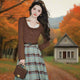 Cinnamon Village Plaid Cottage Witch 2-Piece Set