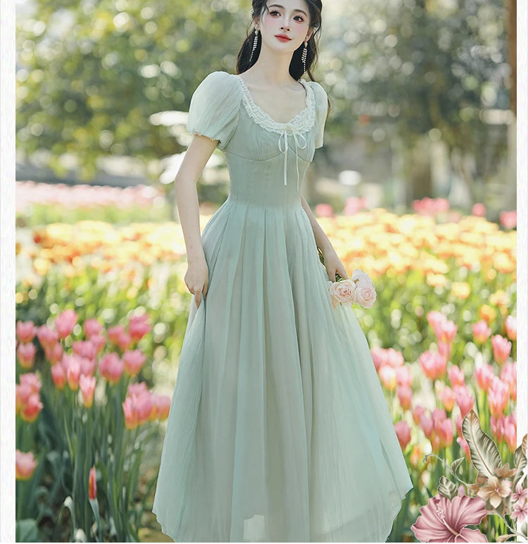 Evergreen Whisper Princesscore Fairy Dress - Romantic Vintage Cottagecore Gown