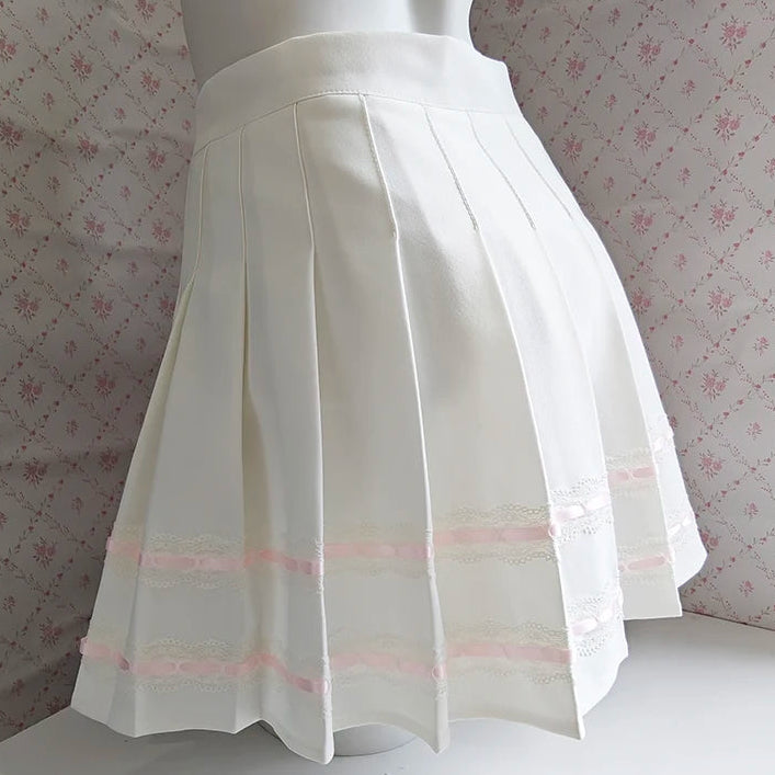 White Pleated Coquette Skirt
