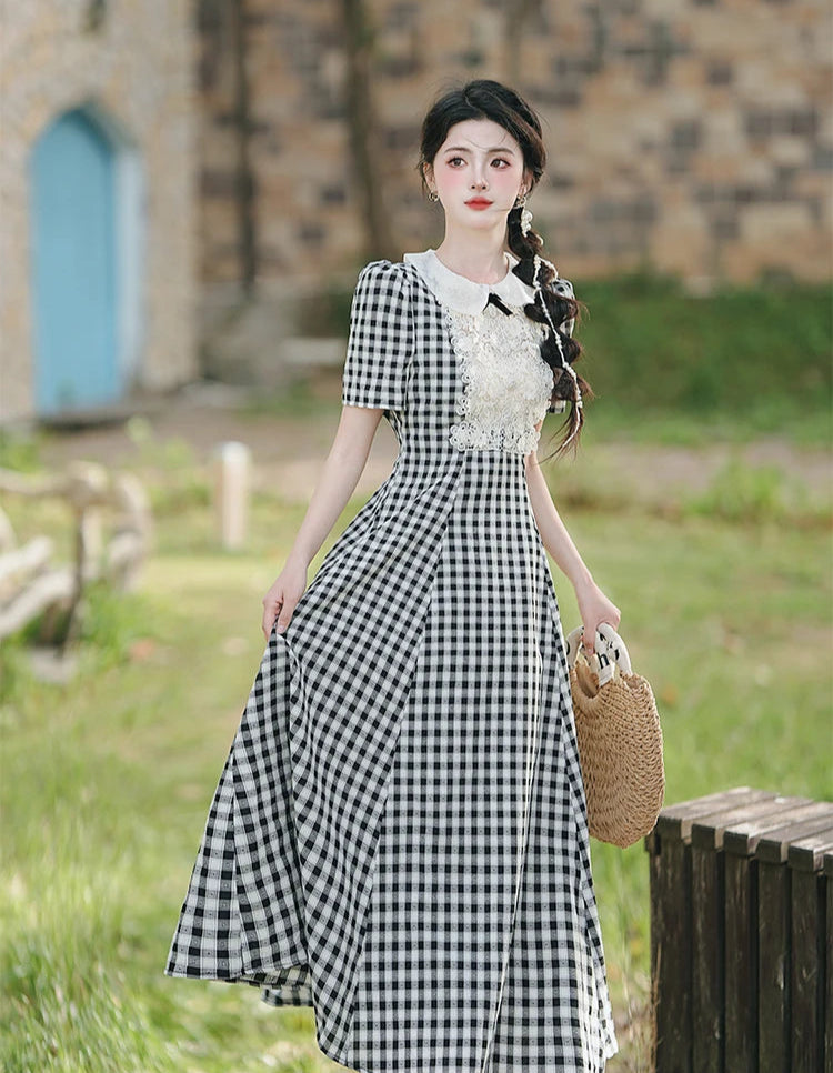 Saira Plaid Vintage Academia Dress