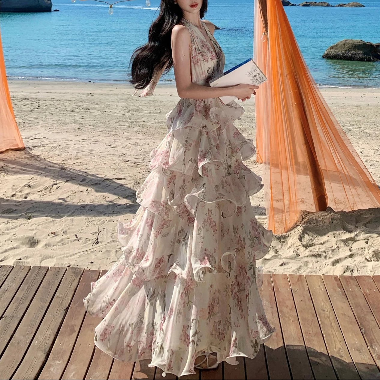 Honey Beam Flared Ruffle Spring Coquette Dress