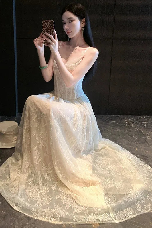 Ivory Heiress Lace Coquette Princess Bustier Dress
