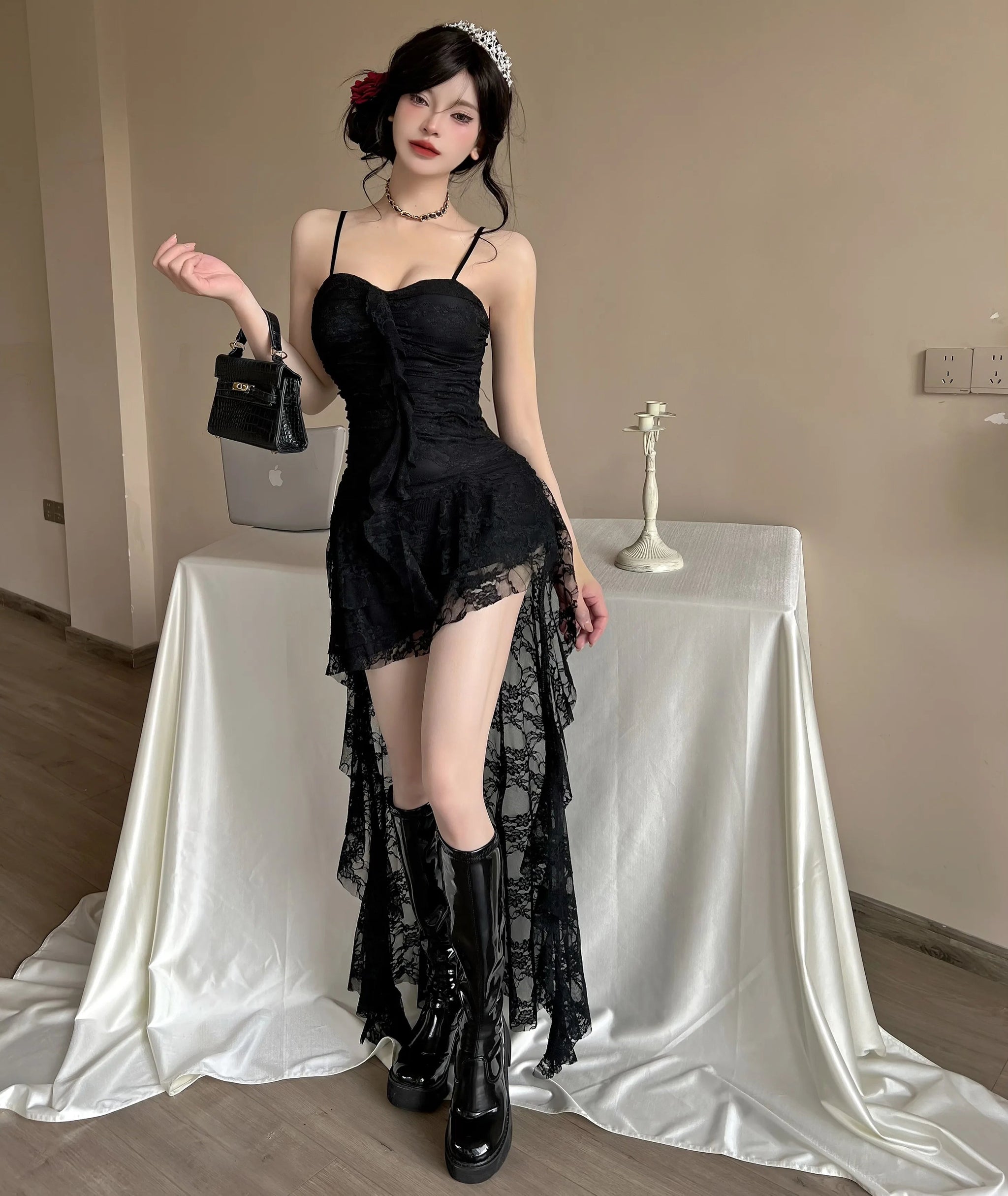Dark Coquette Lace Dress Dark Essence Style Dark Feminine Style