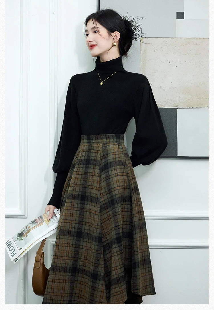 Foxy Willow 2-Piece Plaid Wool Dark Academia Set