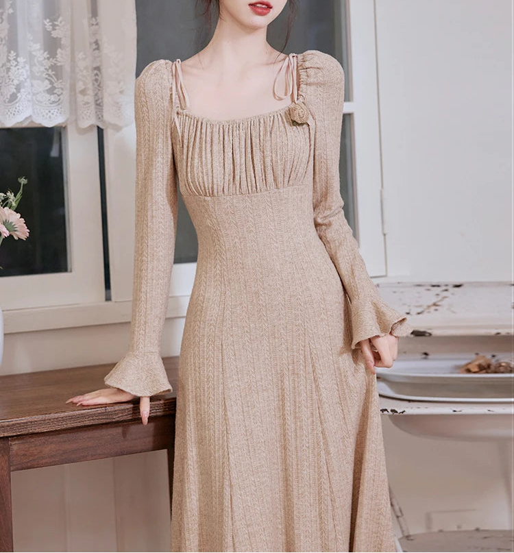 Long Sleeve winter Dress with long flared sleeves Long Sleeve winter Dress with long flared sleeves