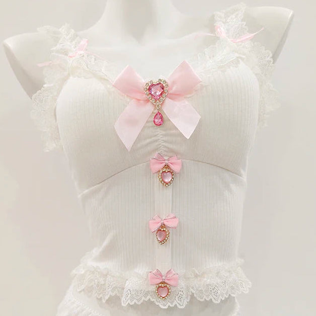 White Lace Coquette Crop Top