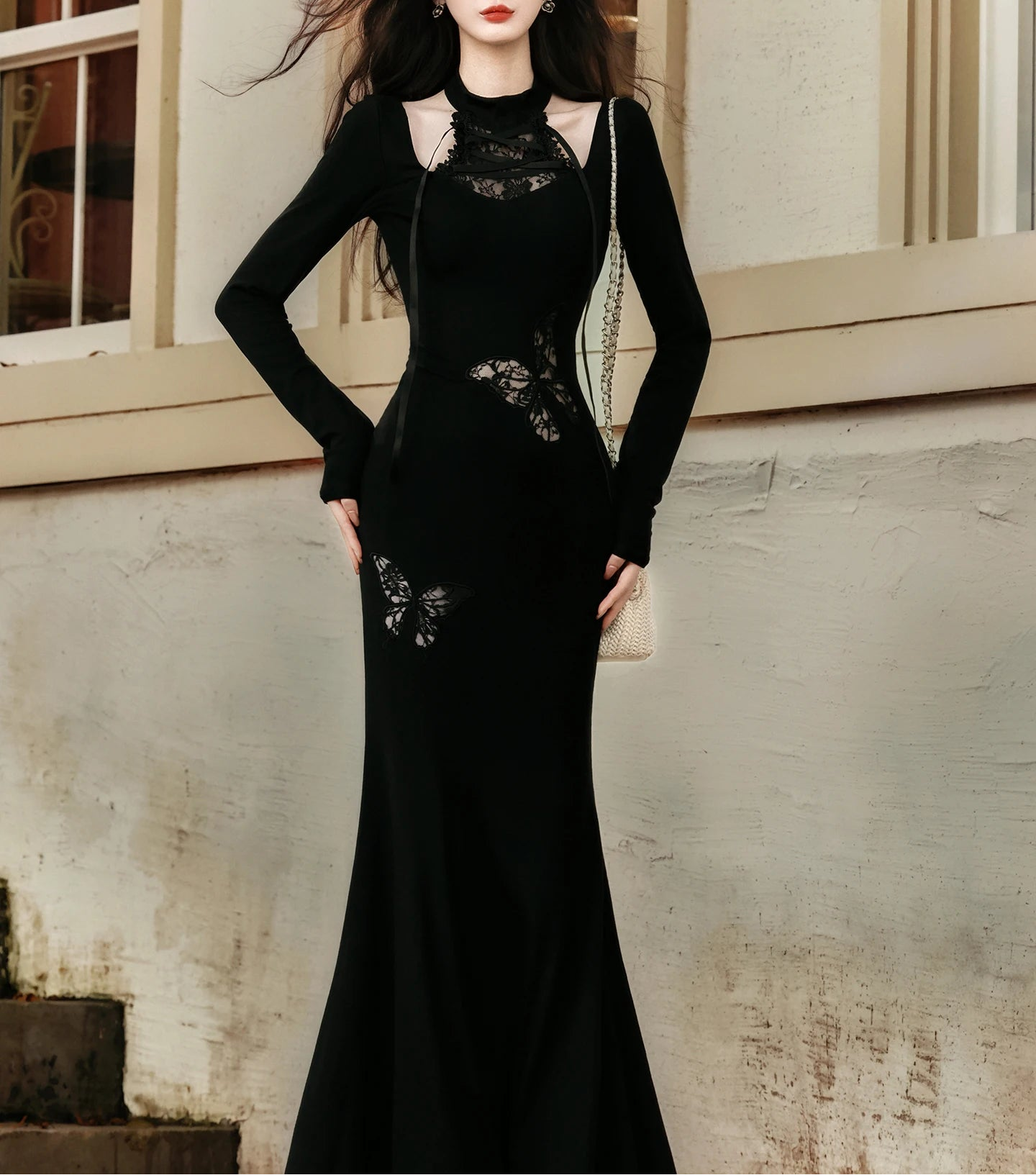 Lace Butterfly Romantic Goth Dress Gothic Mermaid Dress Romantic Gothic Lace Butterfly Romantic Goth Dress Gothic Mermaid Dress Romantic Gothic