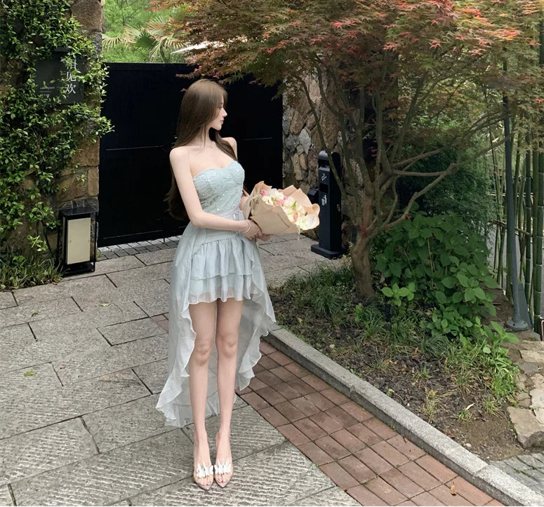 2-Piece Blue Nymph Fairycore Dress Set