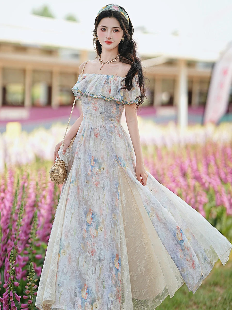 Pastel Garden Fairycore Princess Dress