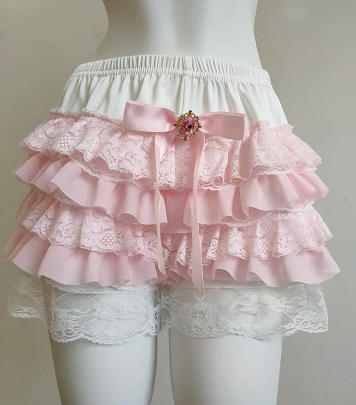 Pink Crystal Ruffle Coquette Style Bloomers