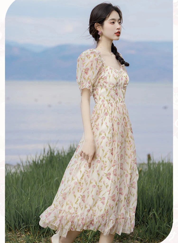 Cozy Peachflower Cottage Fairy Dress