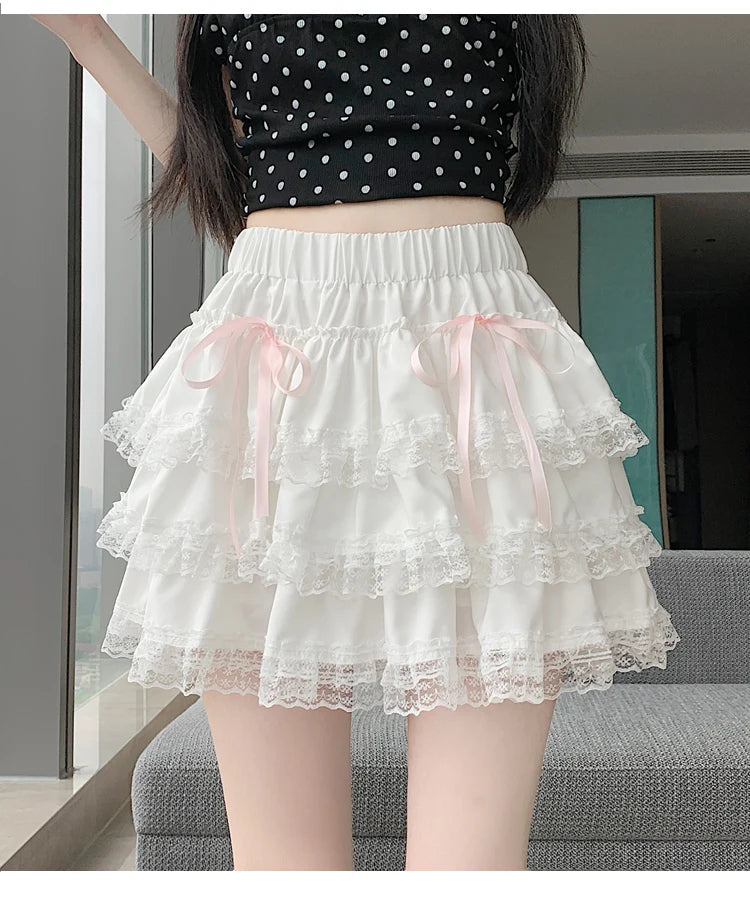 Pink Bow Coquette Skirt – Kawaii Balletcore & Girly Coquette Fashion