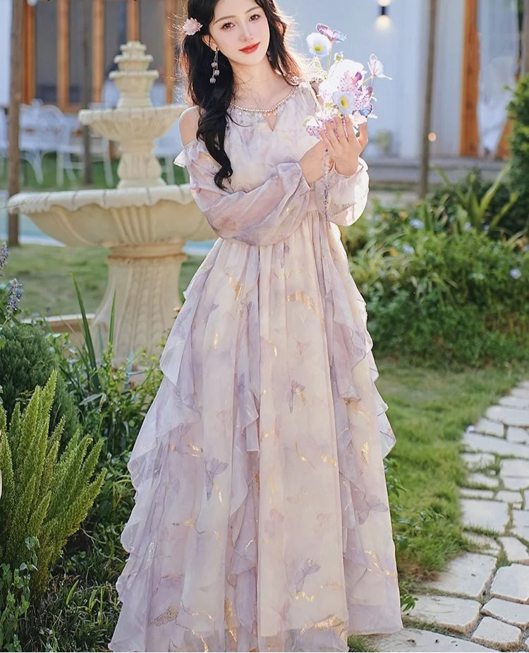 Dreamy Violet Butterfly Princess Fairy Dress