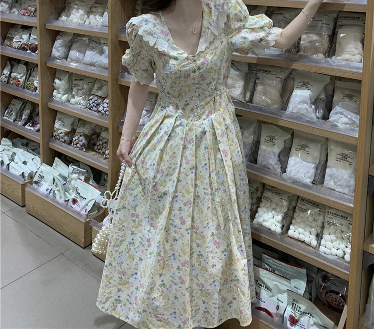 Pastel Bloom Vintage-Style Cottagecore Dress
