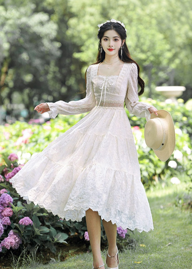 Autumn in Lace Embroidered Fairycore Dress