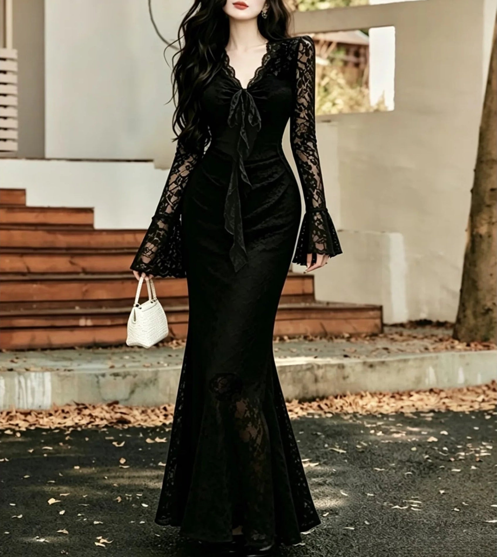 Obsidian Rose Dark Romantic Gothic Dress + Choker Necklace Set