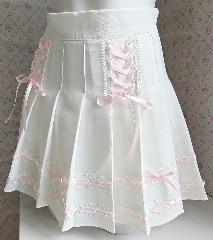 White Pleated Coquette Skirt
