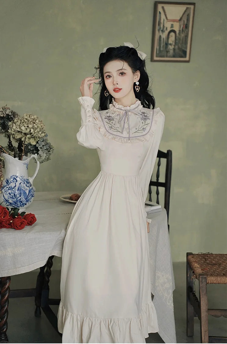 Magnolia Garden Light Academia Vintage-Style Princess Dress