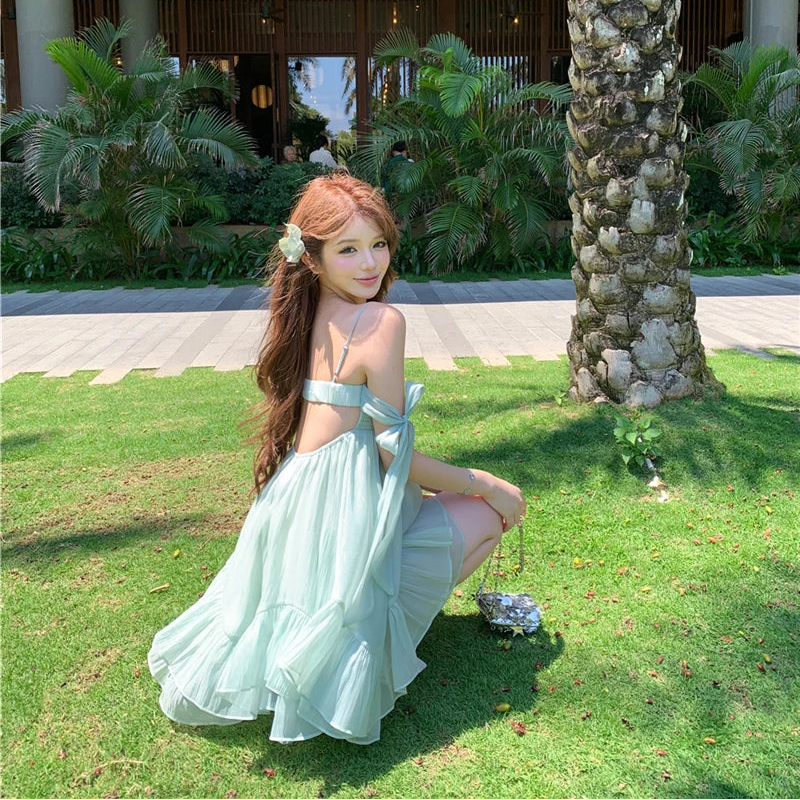 Mermaid Blue Coquette Babydoll Dress Fairycore Aesthetic