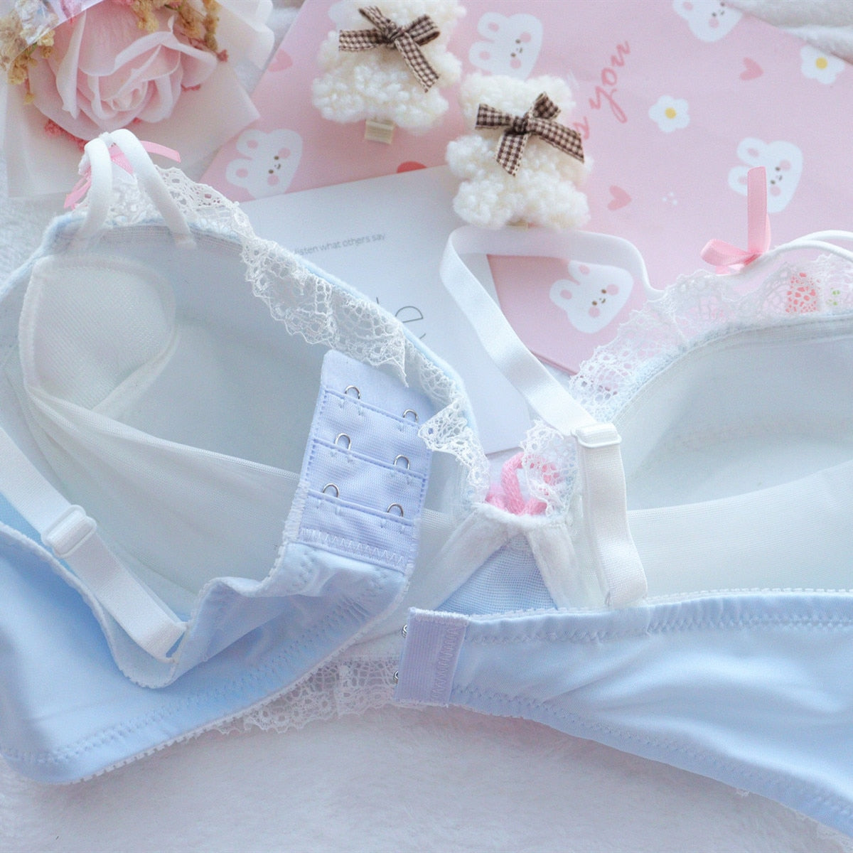 Soft Fuzzy Cherry Kawaii Girl Lingerie Set