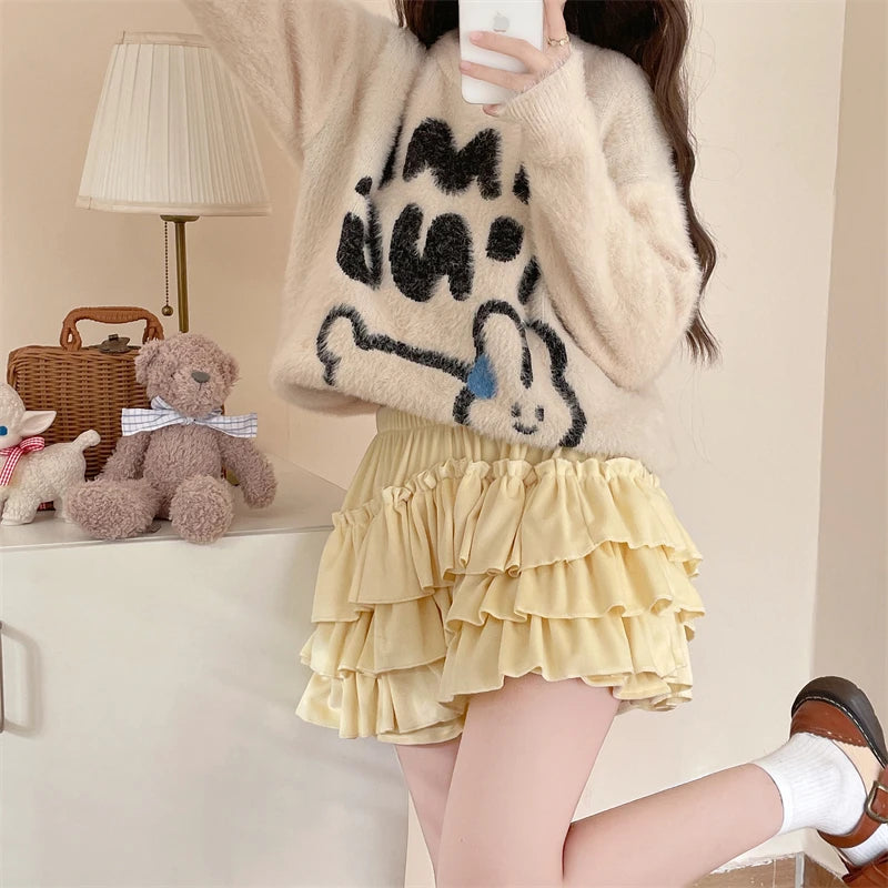 Sunny Velvet Ruffle Shorts Kawaii J-Fashion & Japanese Streetwear