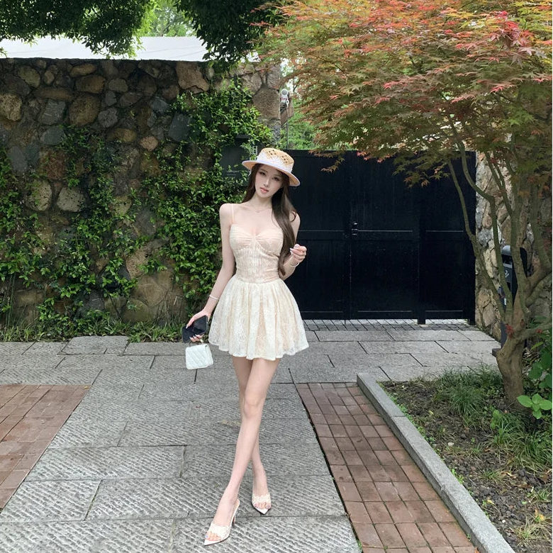 Balletcore Lace Mini Dress Coquette Princess Style