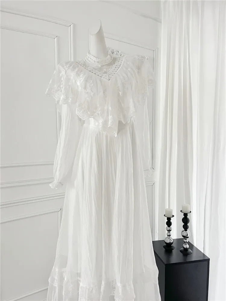 Berline Victorian-Style White Lace Dress