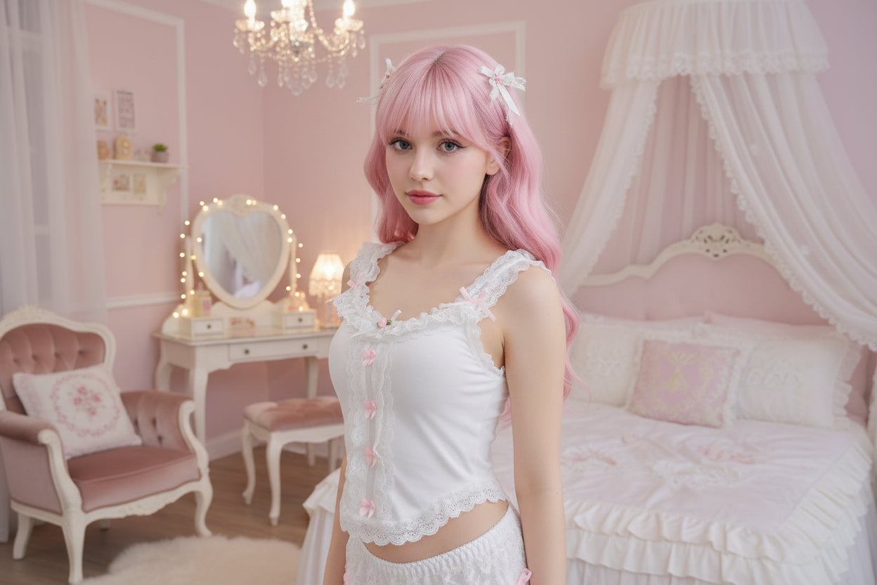 White Coquette Bow Crop Top